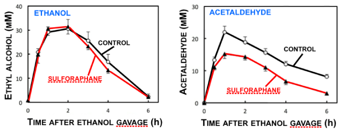 Blood Levels Of Ethanol And Acetaldehyde In Sulforaphane-treated Mice